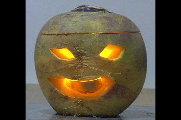Carved Turnip Jack O Lantern